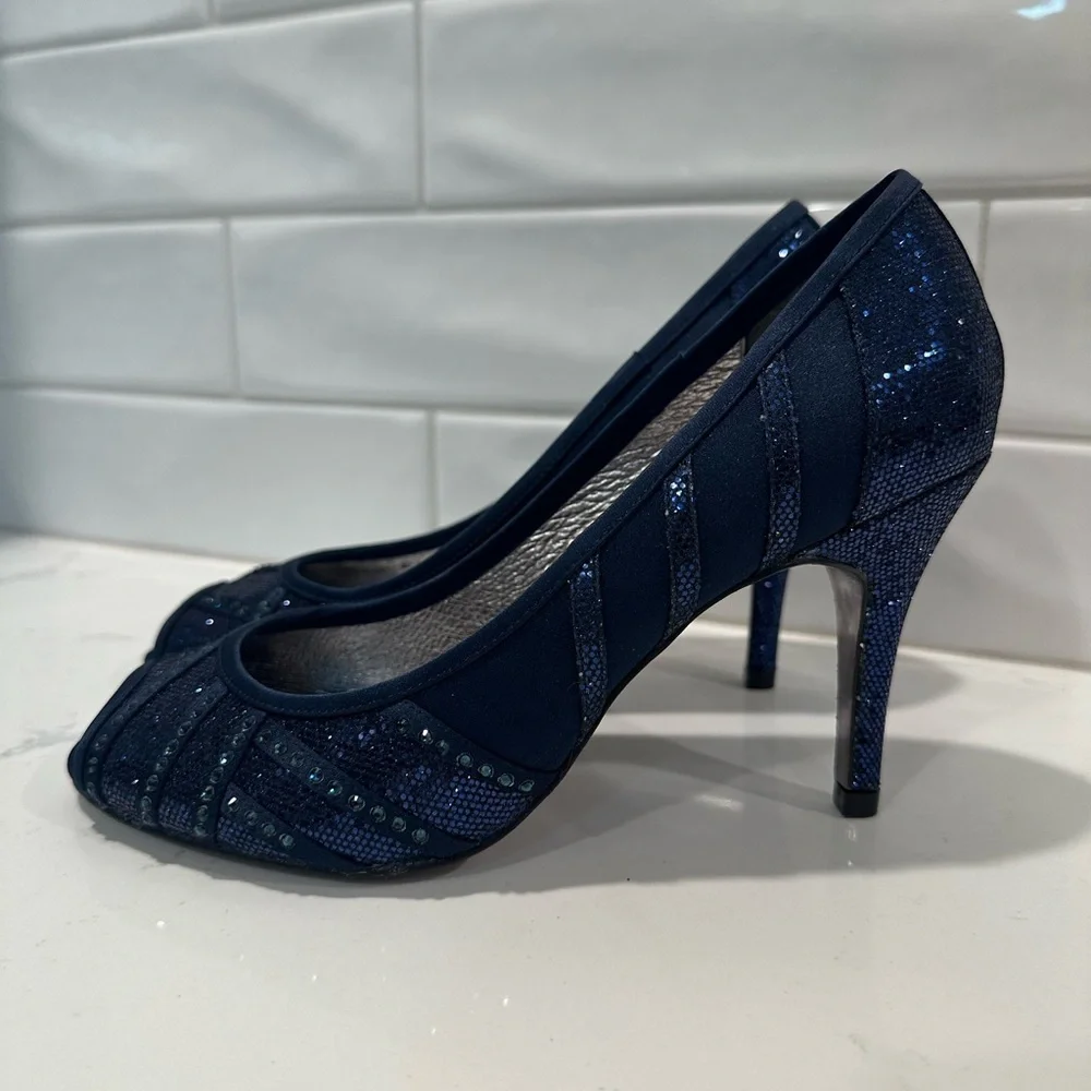 Adrianna Papell Midnight Blue Glitter Heels
